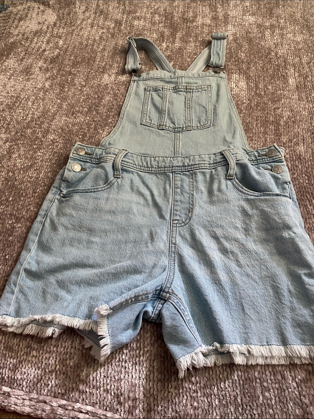 Light Wash Denim Short Overalls